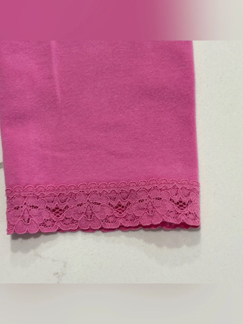 The Children’s Place Girls Pink Stretch Knit Leggings Lace Trim Size Small S 5/6